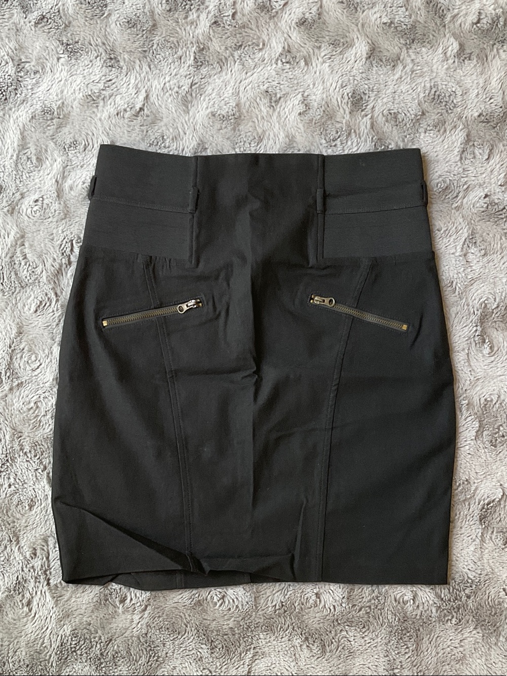 Love Culture Black Mini Pencil Skirt with Gold Zippers